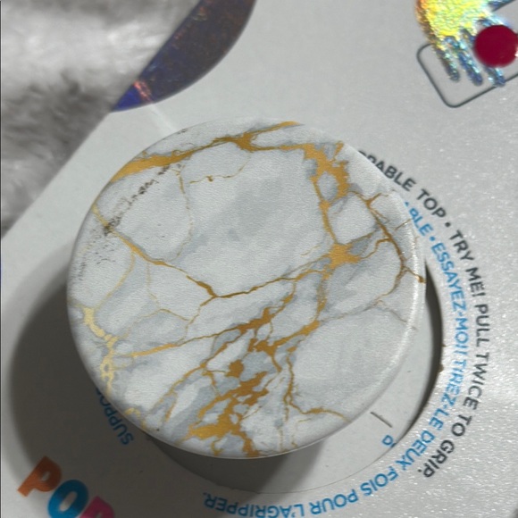 PopSocket PopGrip Gold Marble Phone Accessory - Picture 3 of 4